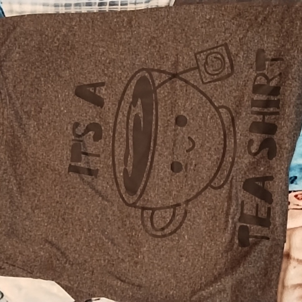 Gray Graphic Tee with Cute Tea Cup 🍵 Design